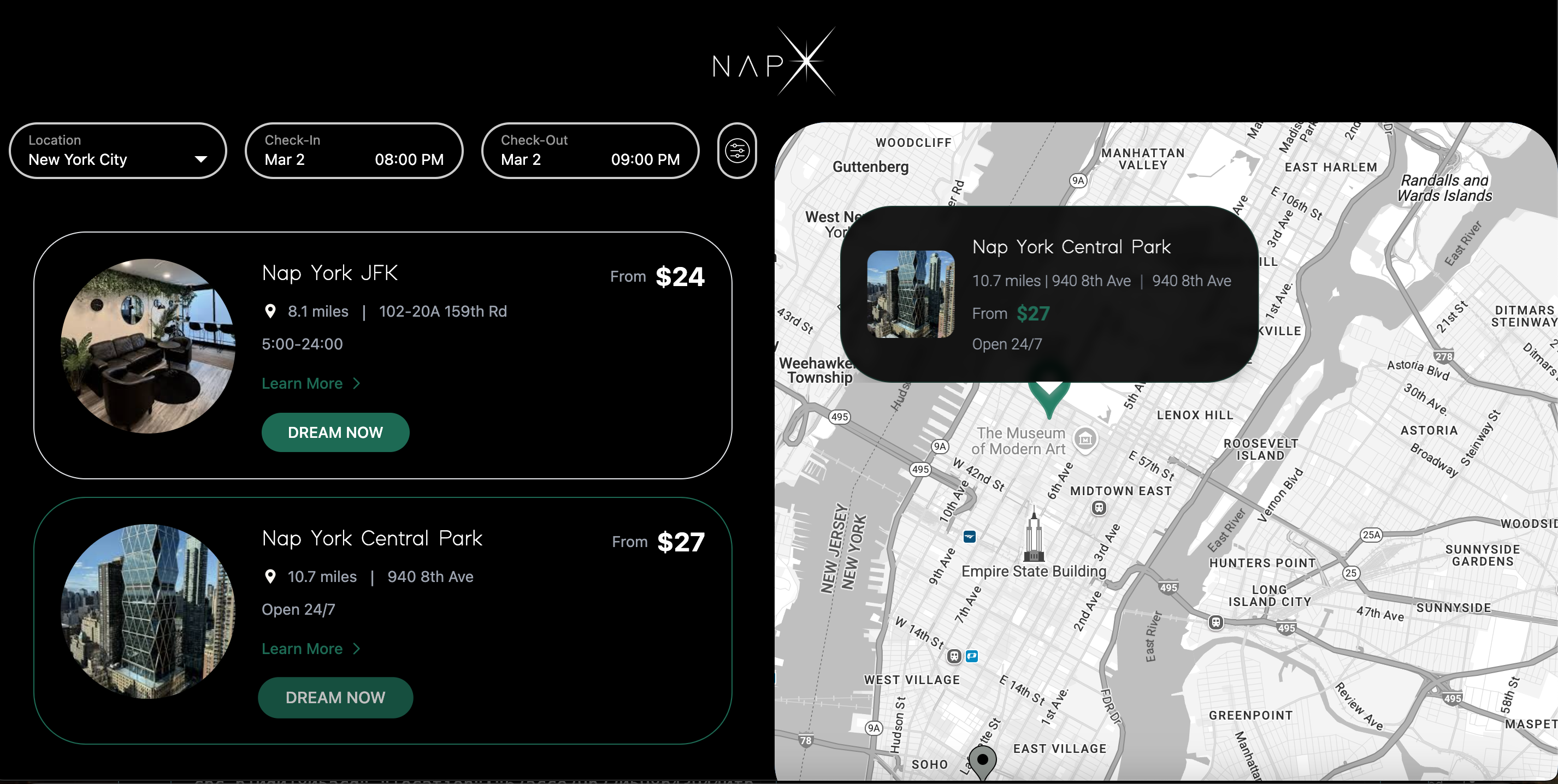 Nap York Booking Platform