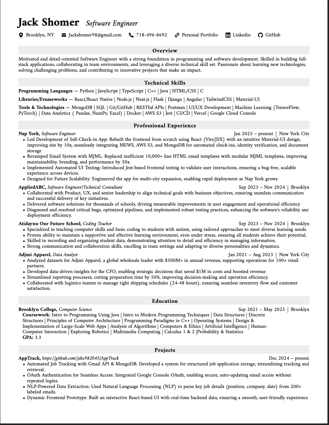 Resume preview