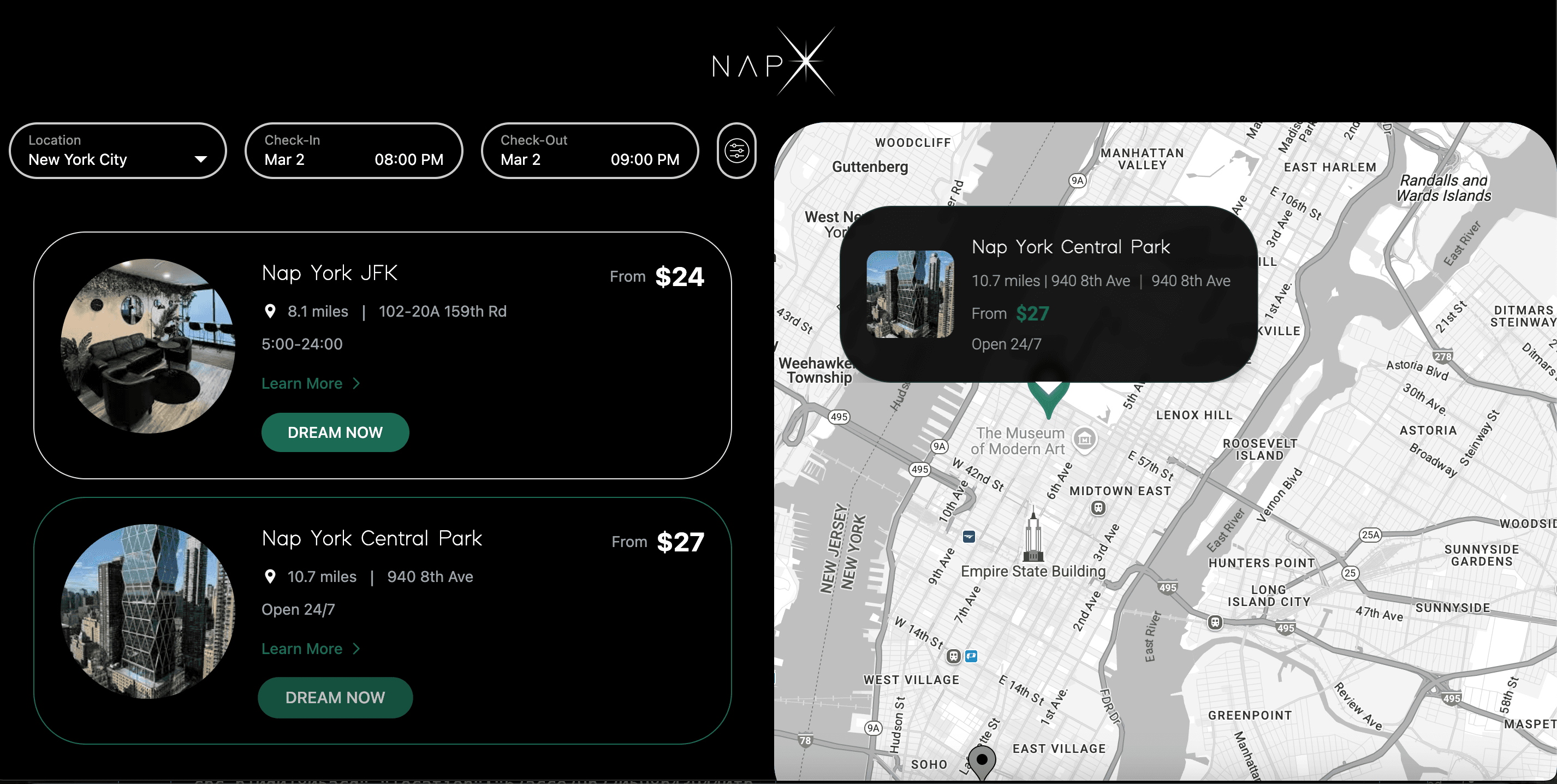 Nap York Booking Platform